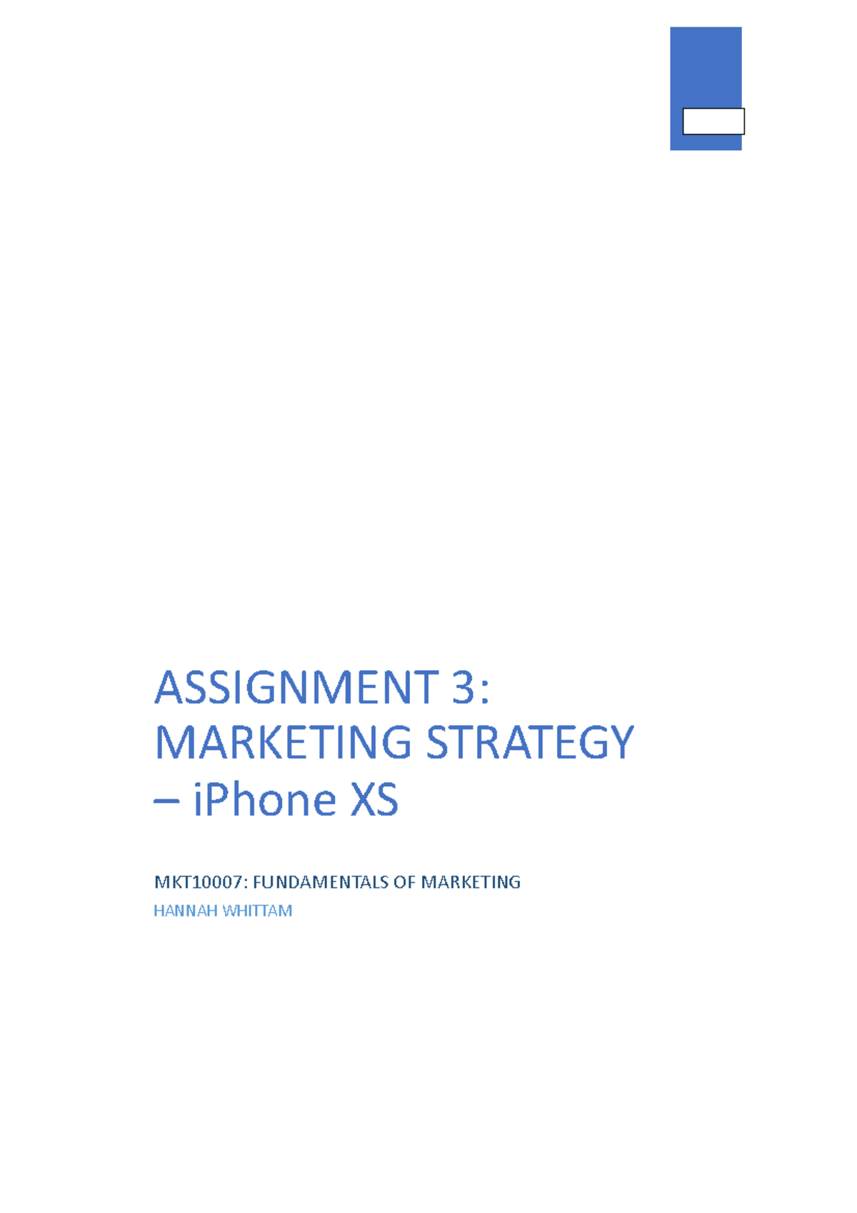 strategic marketing assignment 3