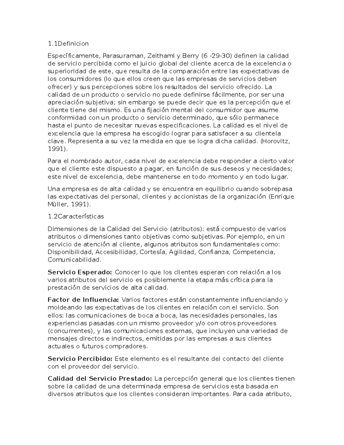 Marco teorico - 1 Específicamente, Parasuraman, Zeithaml y Berry (6 -29 ...