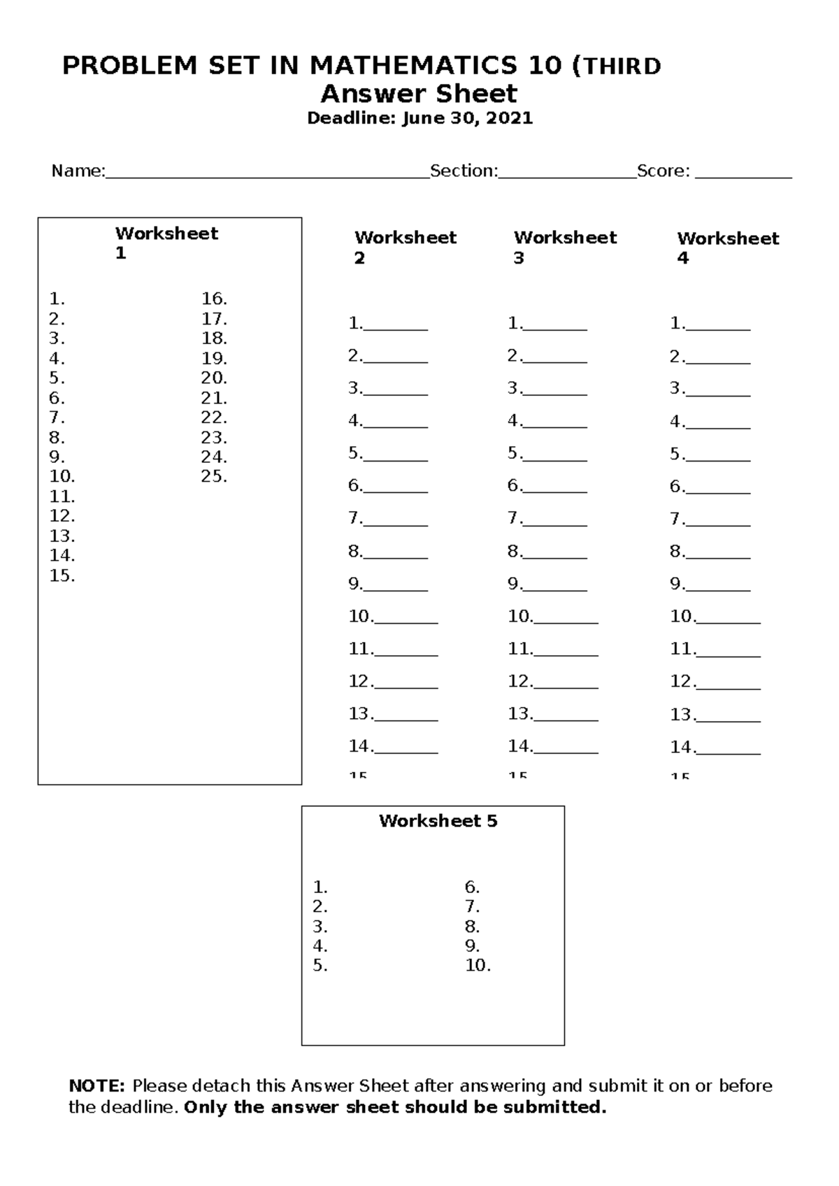 Problem Set Math 10 - practice exam - PROBLEM SET IN MATHEMATICS 10 ...