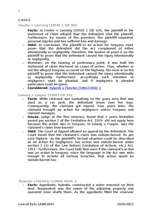 Tutorial 2 Activity - The Law of Torts - Tutorial 2 Causation and ...