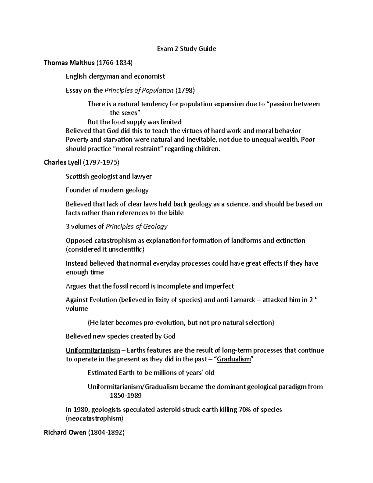 Exam 2 study guide - Material from lectures 5-8 that is on the second ...