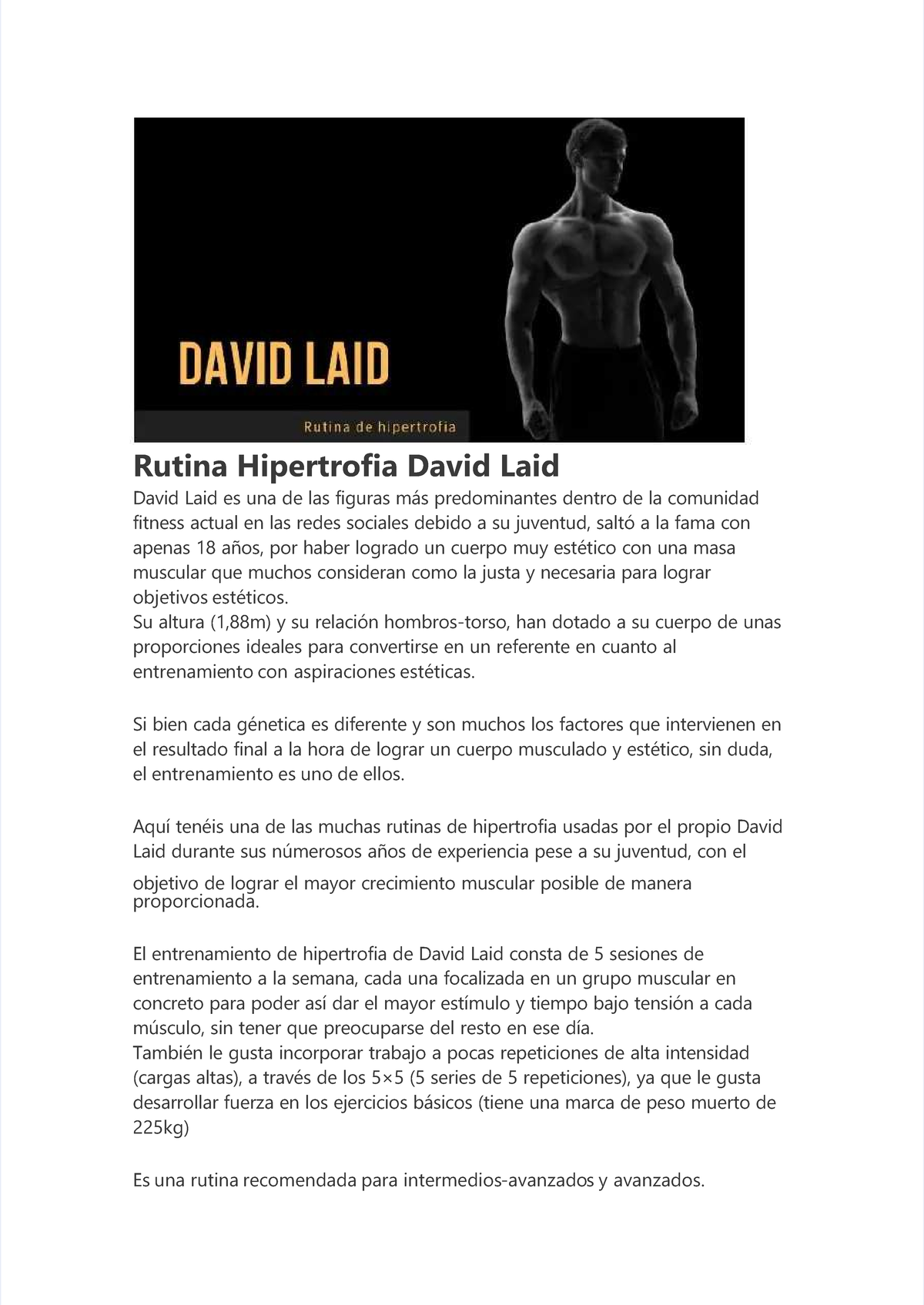 Pdf-david compress - david laid - Rutina Hipertrofia David LaidRutina ...