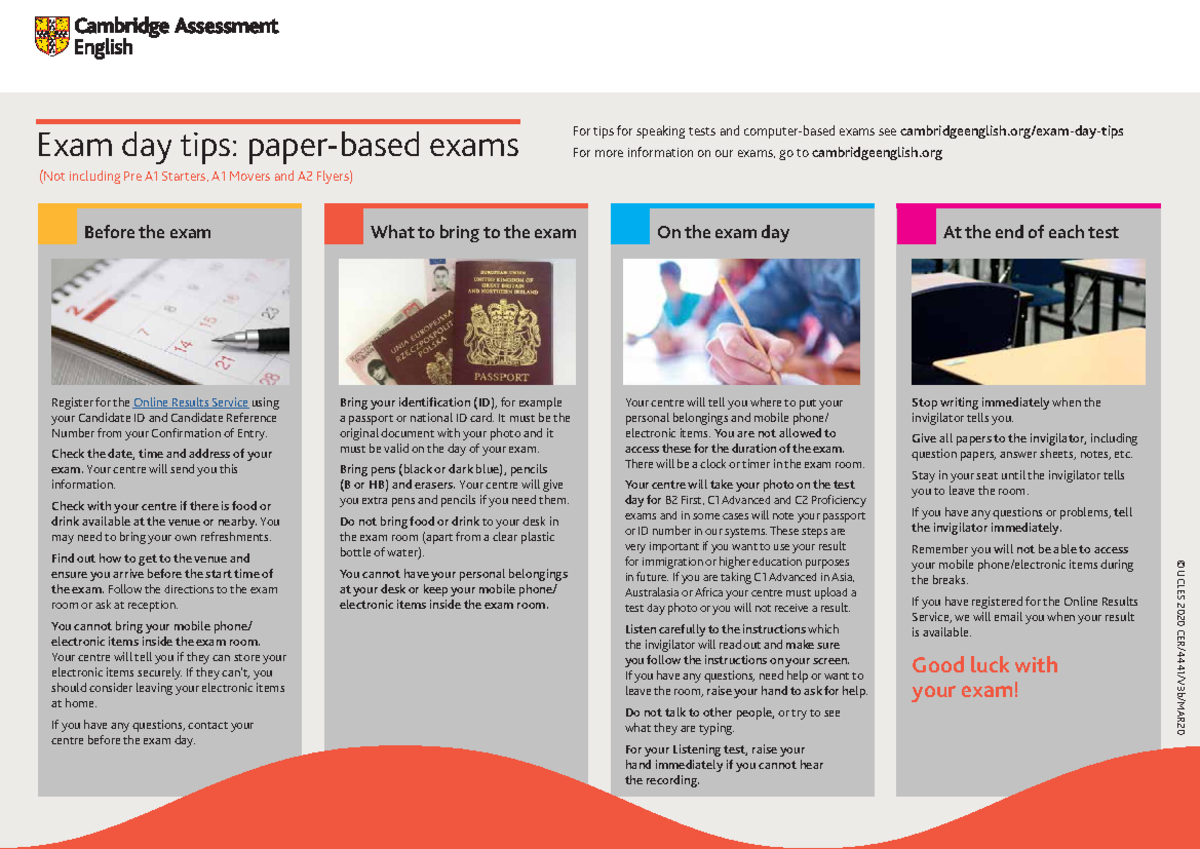 Paper based exam Information - Exam day tips: paper-based exams For ...