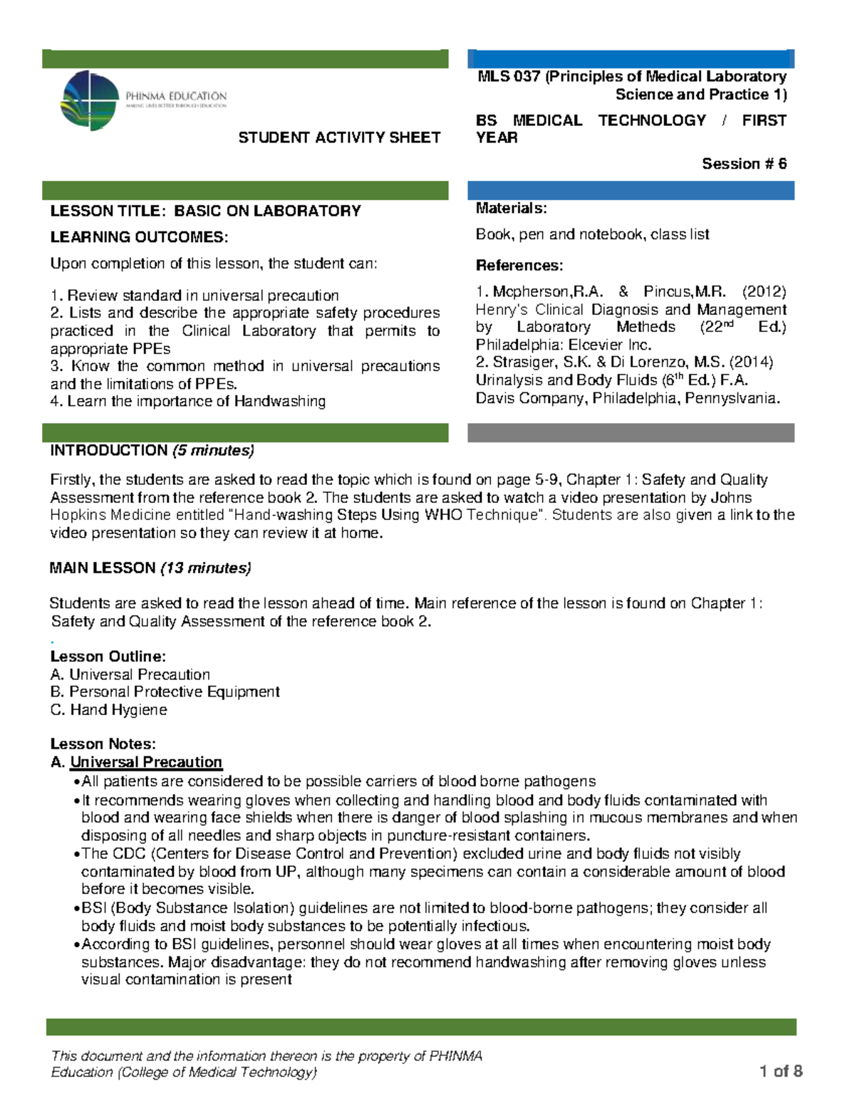 PMLS 1 Module 6 - zcsafsfasfas - This document and the information ...