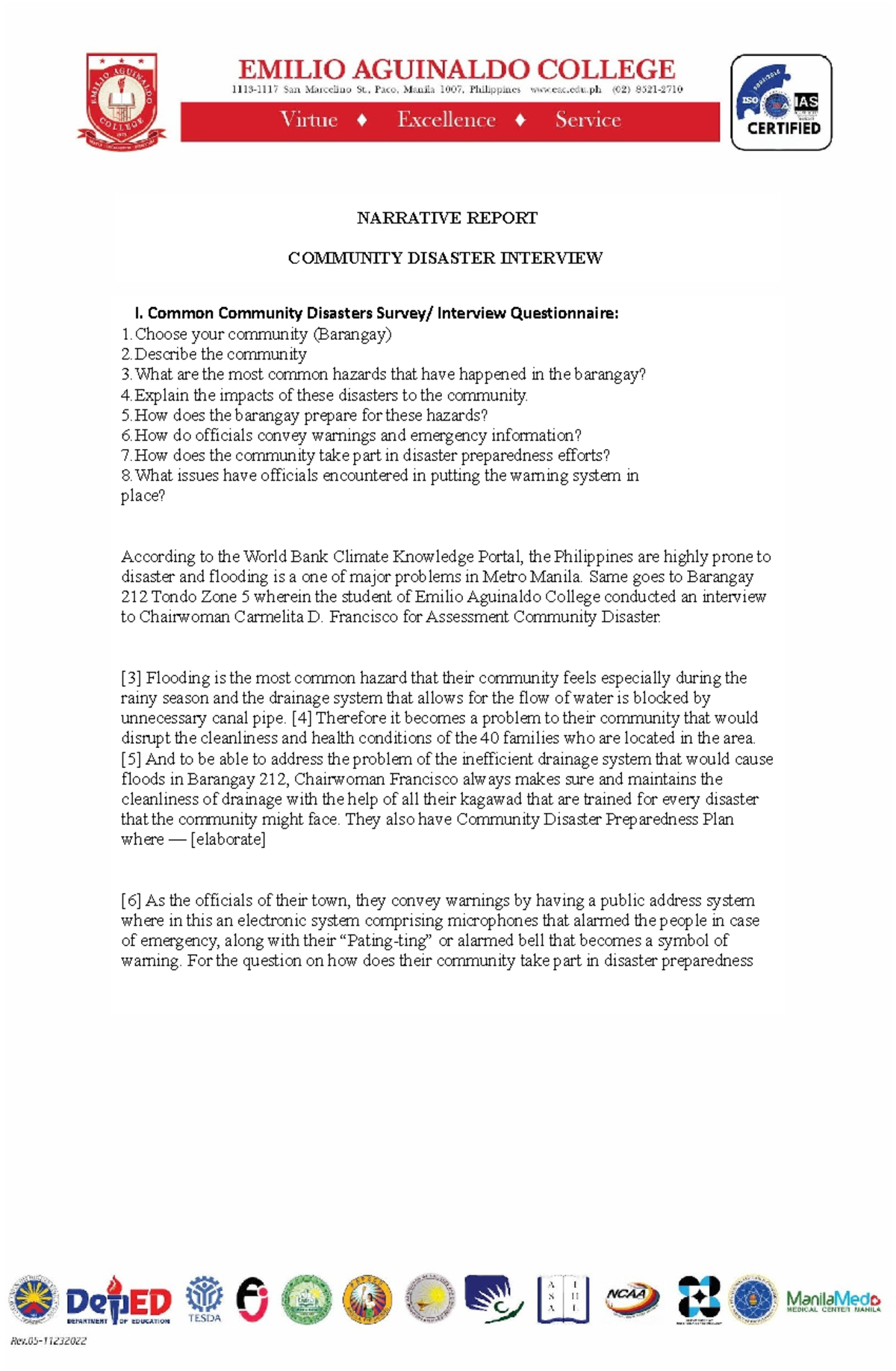 Draft - Assessment Community Disaster - I. Common Community Disasters ...