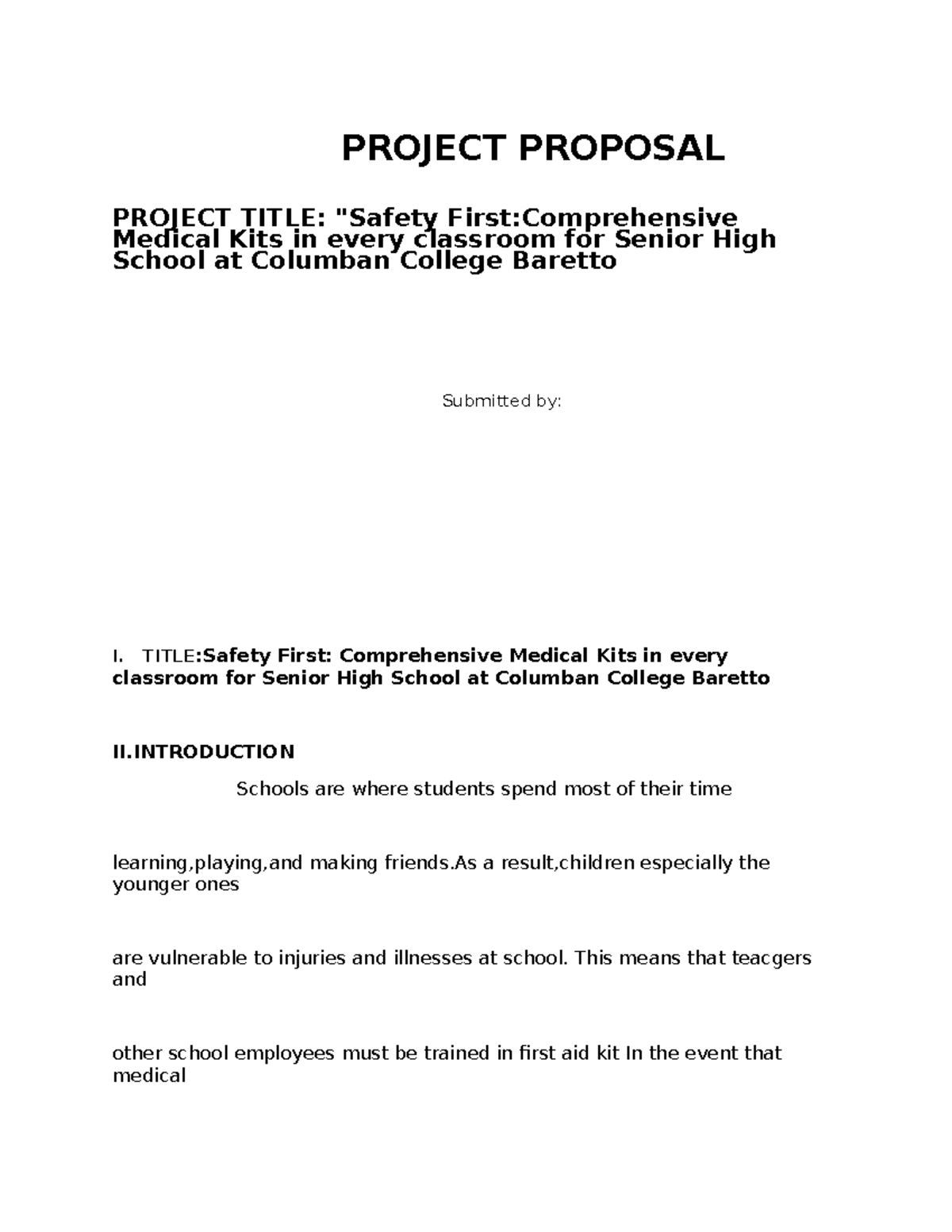 Proposal - PROJECT PROPOSAL PROJECT TITLE: 