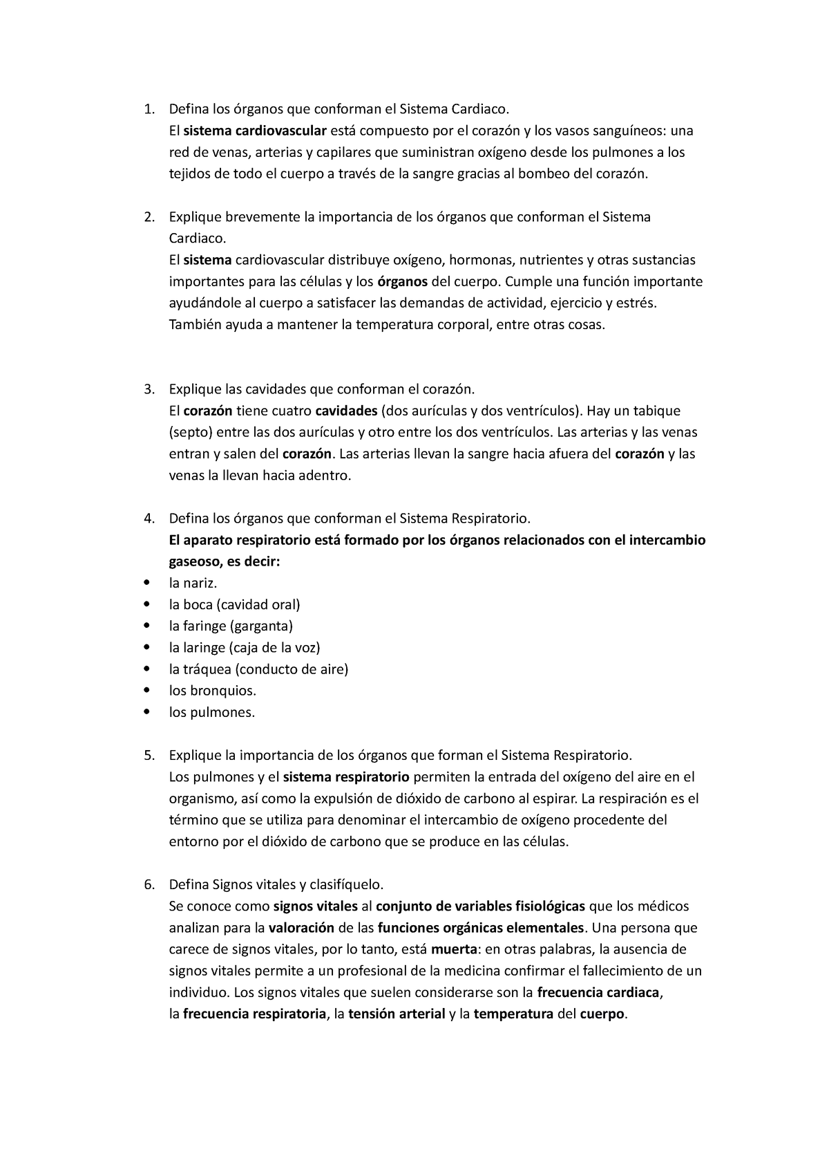 Tarea unidad dos Tarea Soporte Vital basico UASD - Defina los órganos ...