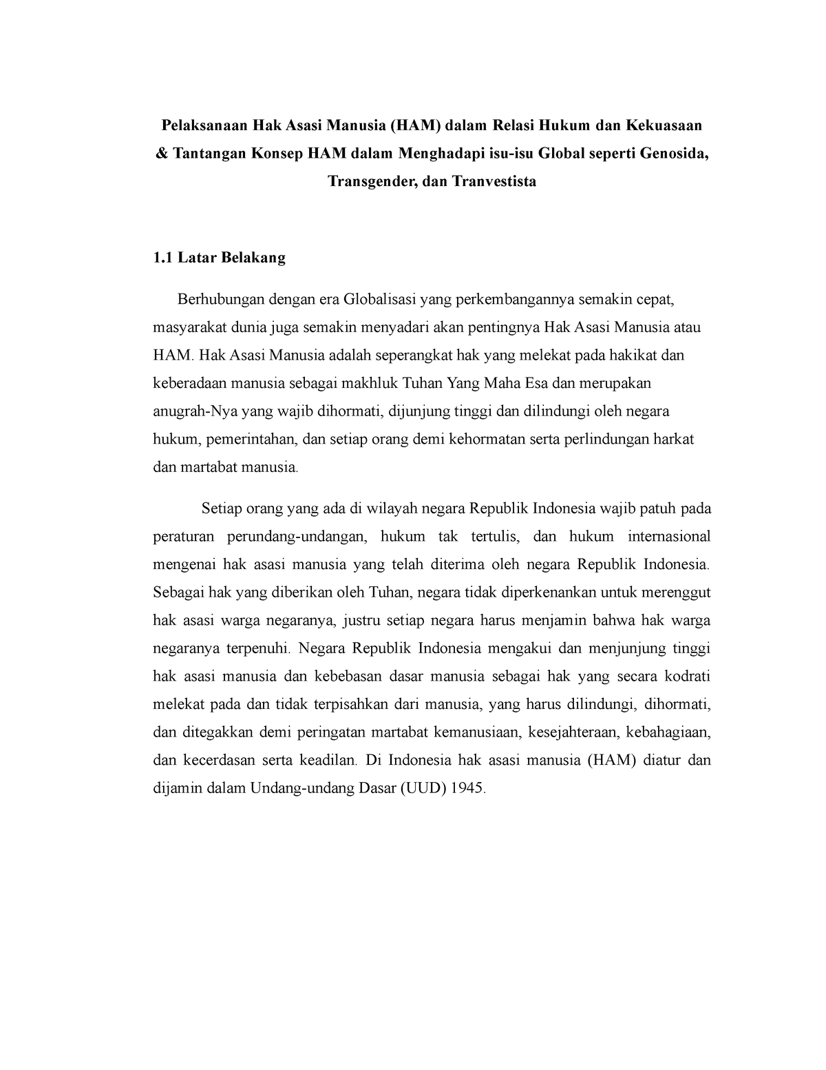 Pelaksanaan HAM Dalam Relasi Hukum - Pelaksanaan Hak Asasi Manusia (HAM ...