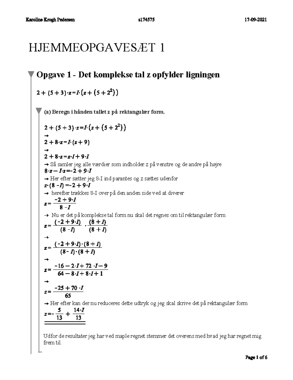 Hjemmeopgave 1 - Basis Mat 1 - HJEMMEOPGAVESÆT 1 Opgave 1 - Det ...