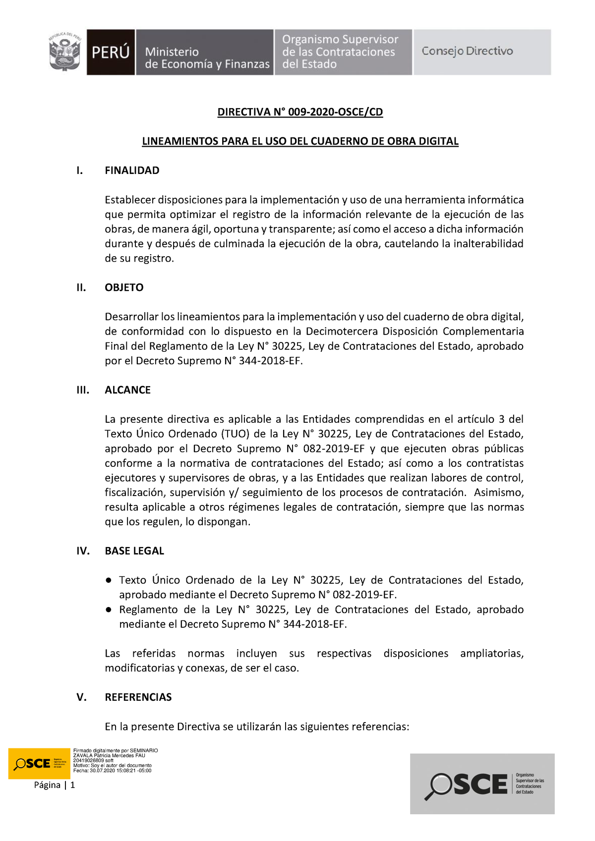 Directiva N 009-2020-OSCE-CD - DIRECTIVA N∞ 009-2020-OSCE/CD ...