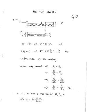 HW1 - Homework 1 covering a review of mechanics of materials ...