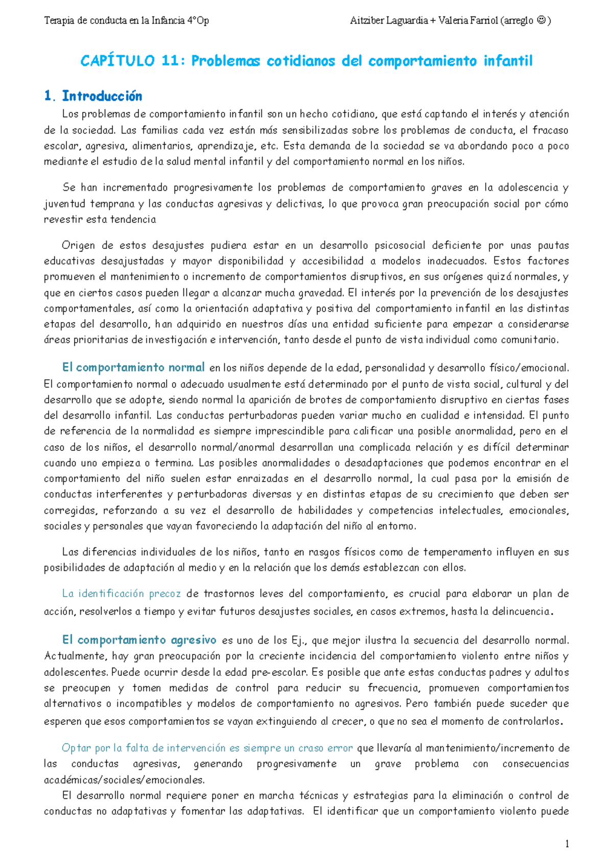 Tema 11 Terapia de Conducta en la Infancia Aitziber Laguardia + Valeria Farriol (arreglo Tema 11 Terapia de Conducta en la Infancia Aitziber Laguardia + Valeria Farriol (arreglo