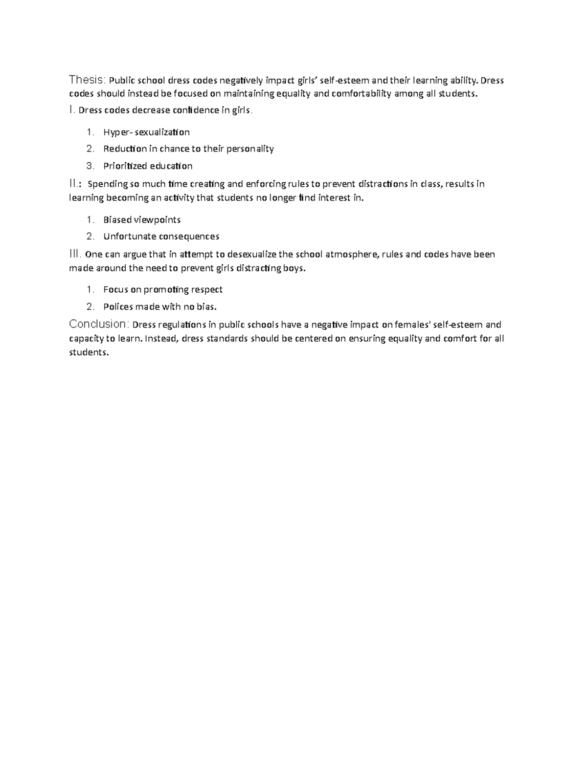 Journal 6 This is an Assignment Thesis Public school dress codes