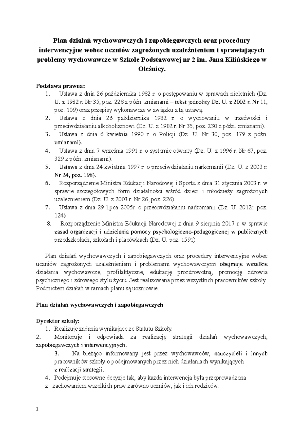 Plan Pracy Lekcji Wychowawczych Dla Kl Vii www.studocu.com