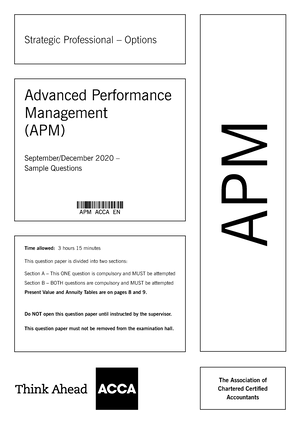 SD20 APM Questions SD20 APM Questions Strategic Professional