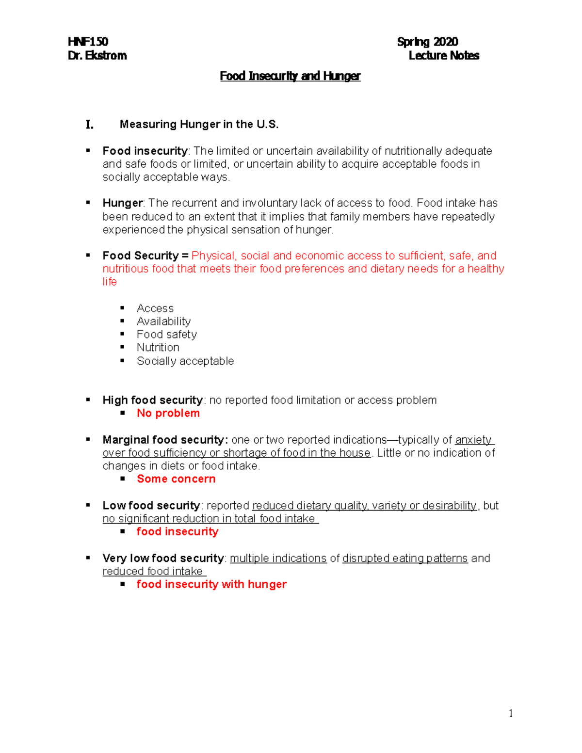 what is food insecurity essay