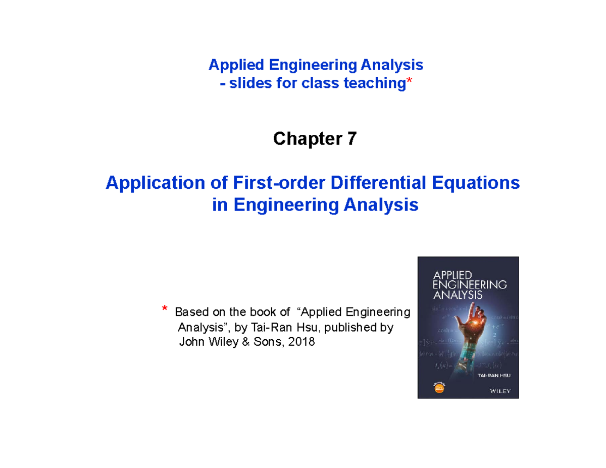 Chapter 7 First-order Differential Equations - Chapter 7 Application of ...