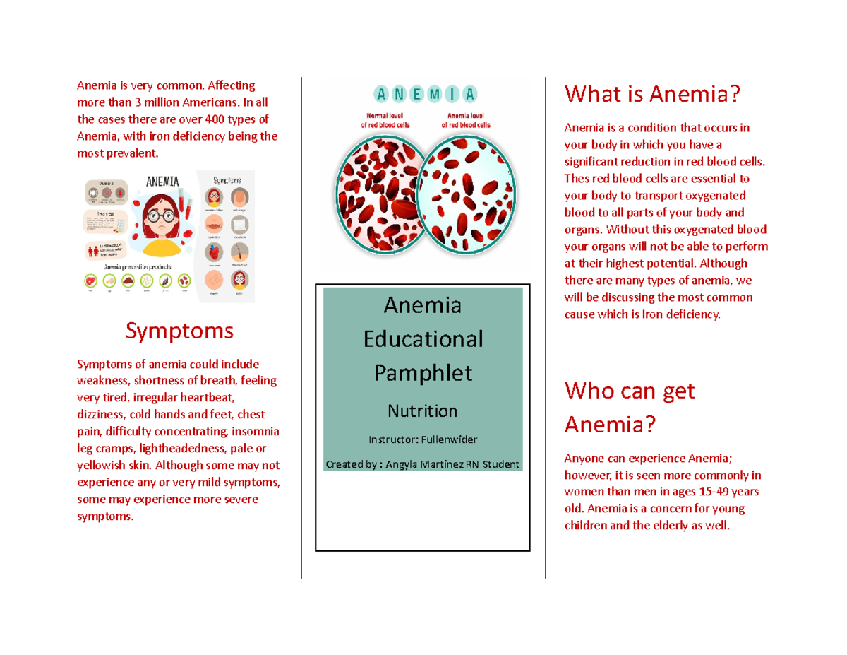 Anemia Pamphlet Project - Anemia is very common, Affecting more than 3 ...