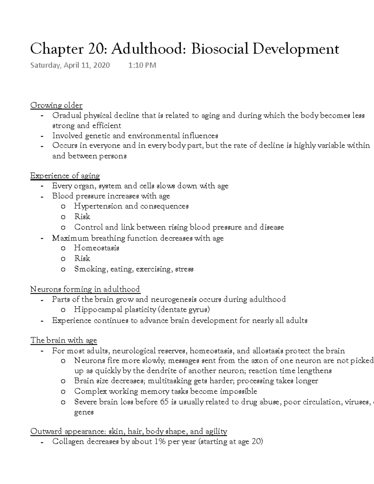 Chapter 20 Adulthood Biosocial Development - Warning: TT: undefined ...