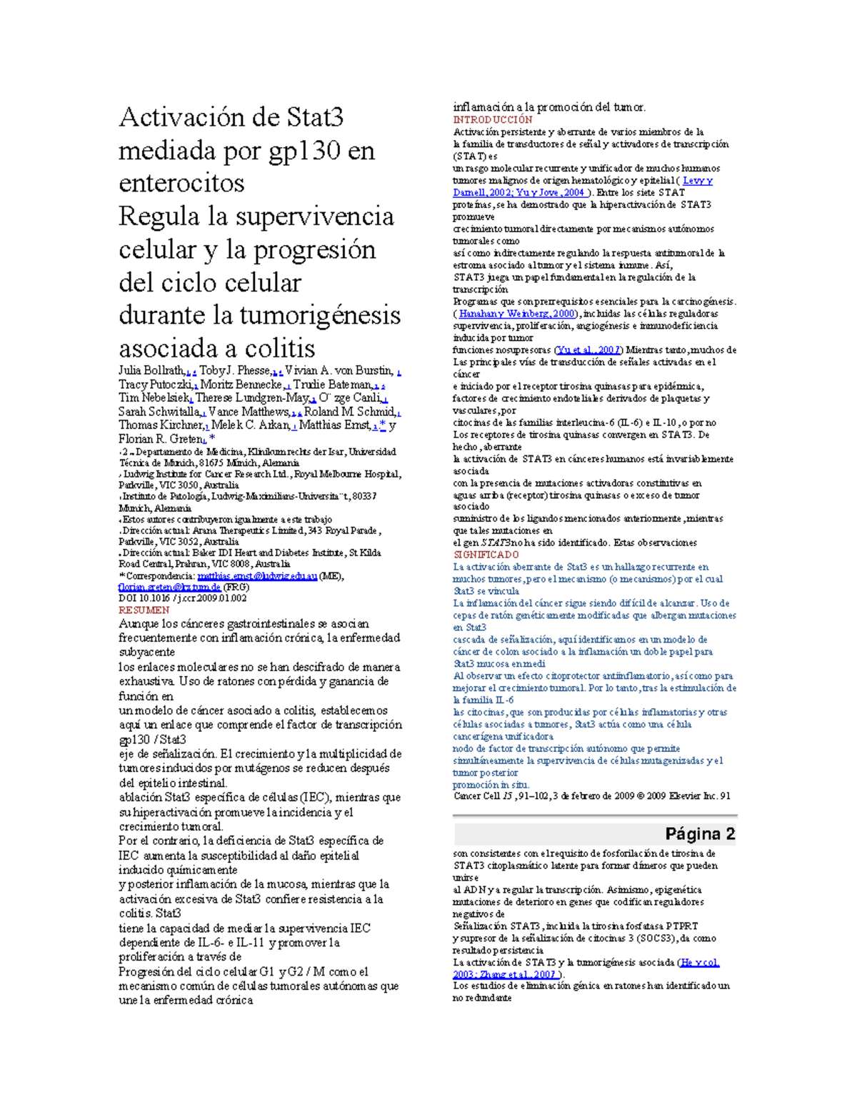 Activación de Stat3 mediada por gp130 en enterocitos - Activación de ...