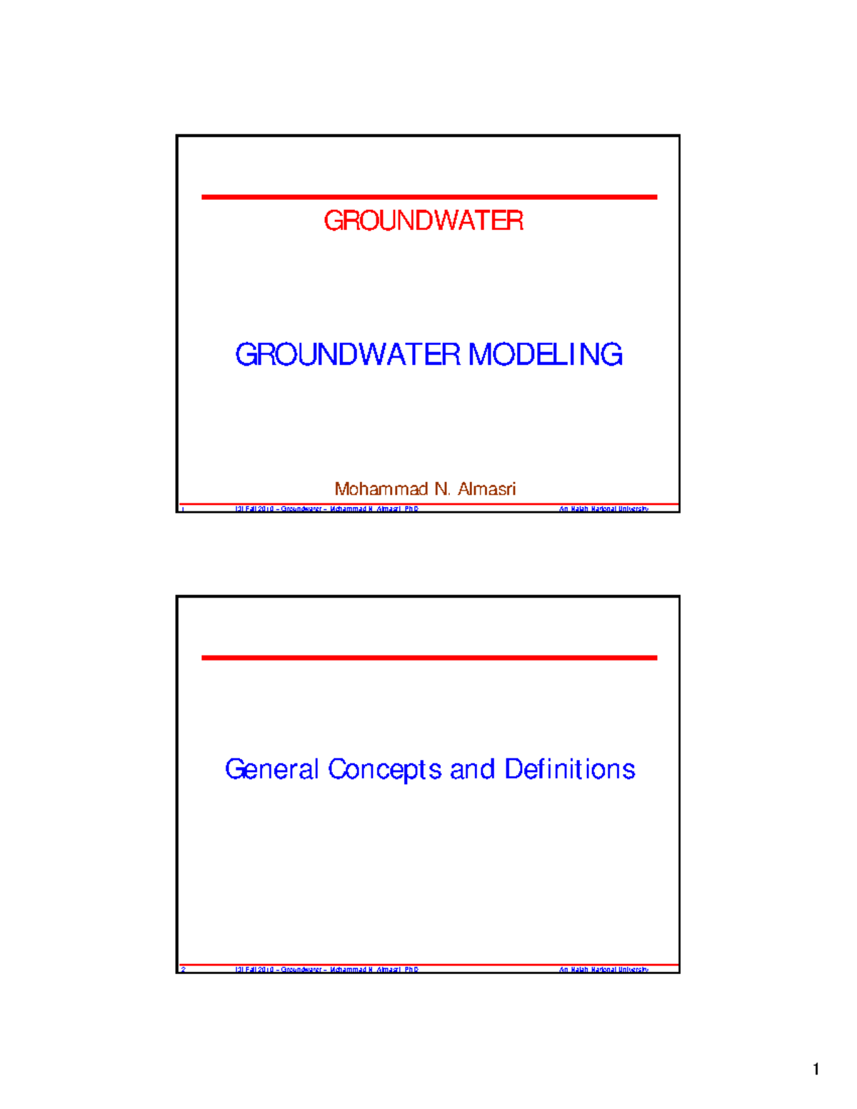 Groundwater Modeling - GROUNDWATER GROUNDWATER MODELI NG 1 [3] Fall ...