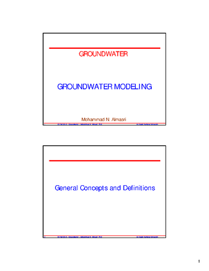Groundwater Movement - Lecture notes 2 - GROUNDWATER GROUNDWATER ...