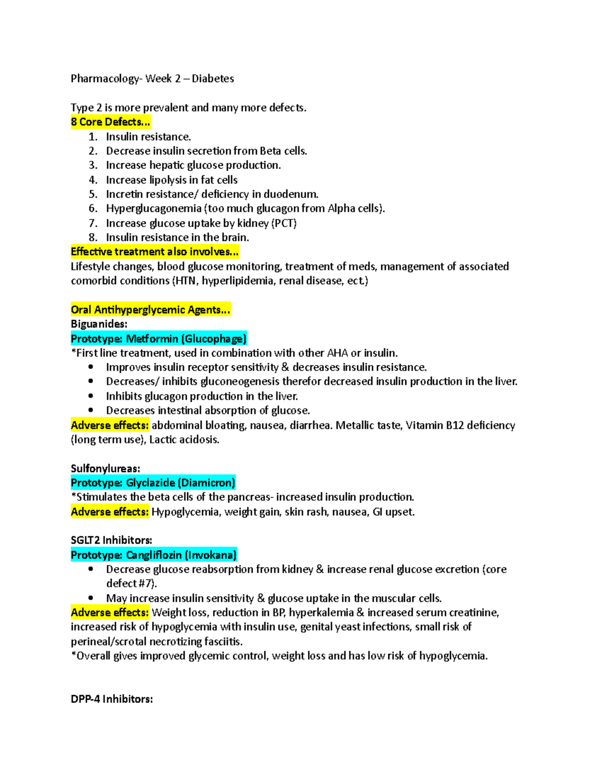 NRSG 195 Week 2 Diabetes Pharmacology Week 2 Diabetes Type 2 is more prevalent and many