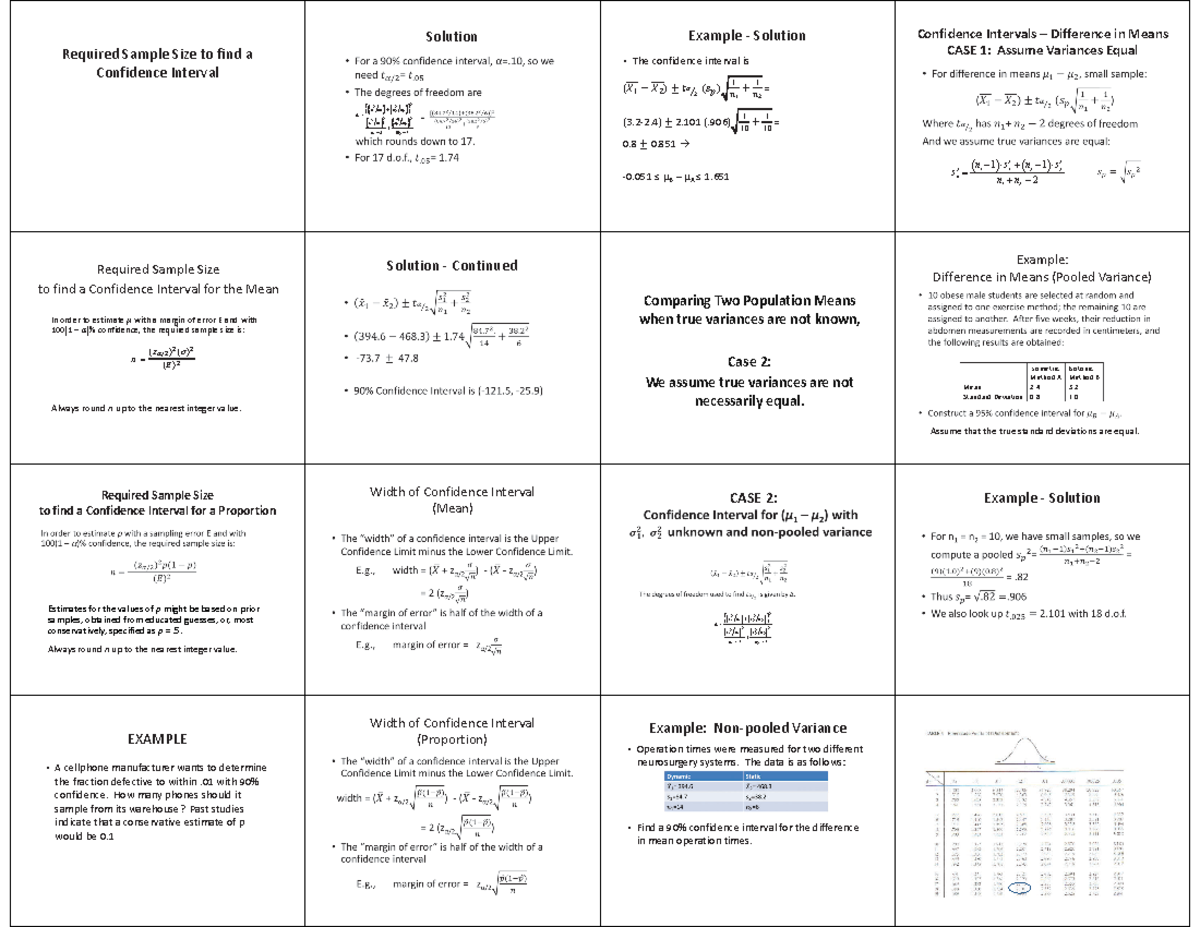 Required Sample Size to find a Confidence Interval - Confidence ...