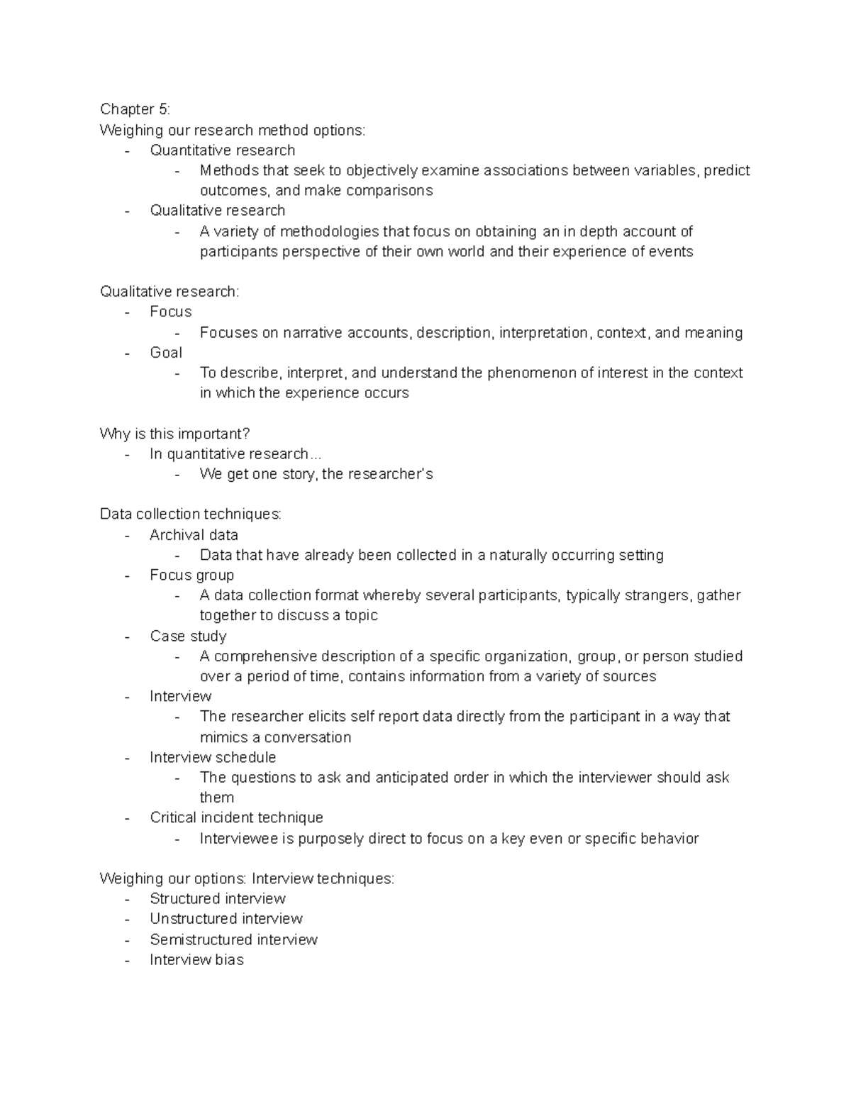 Week 11 - Lecture notes 11 - Chapter 5: Weighing our research method ...