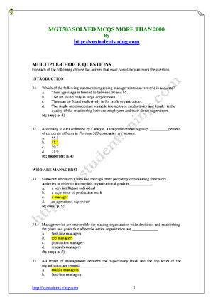 MGT503 Full Midterm Preparation In Short Time - MGT503 - Principles Of ...