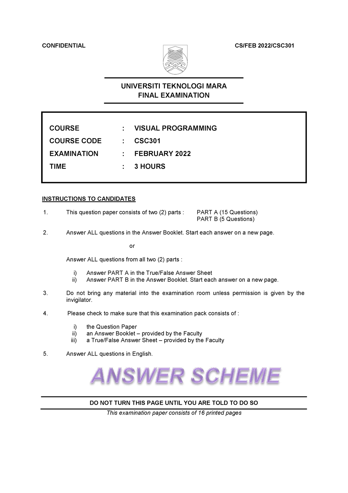 04 Csc301 202202 Universiti Teknologi Mara Final Examination Course Visual 7824