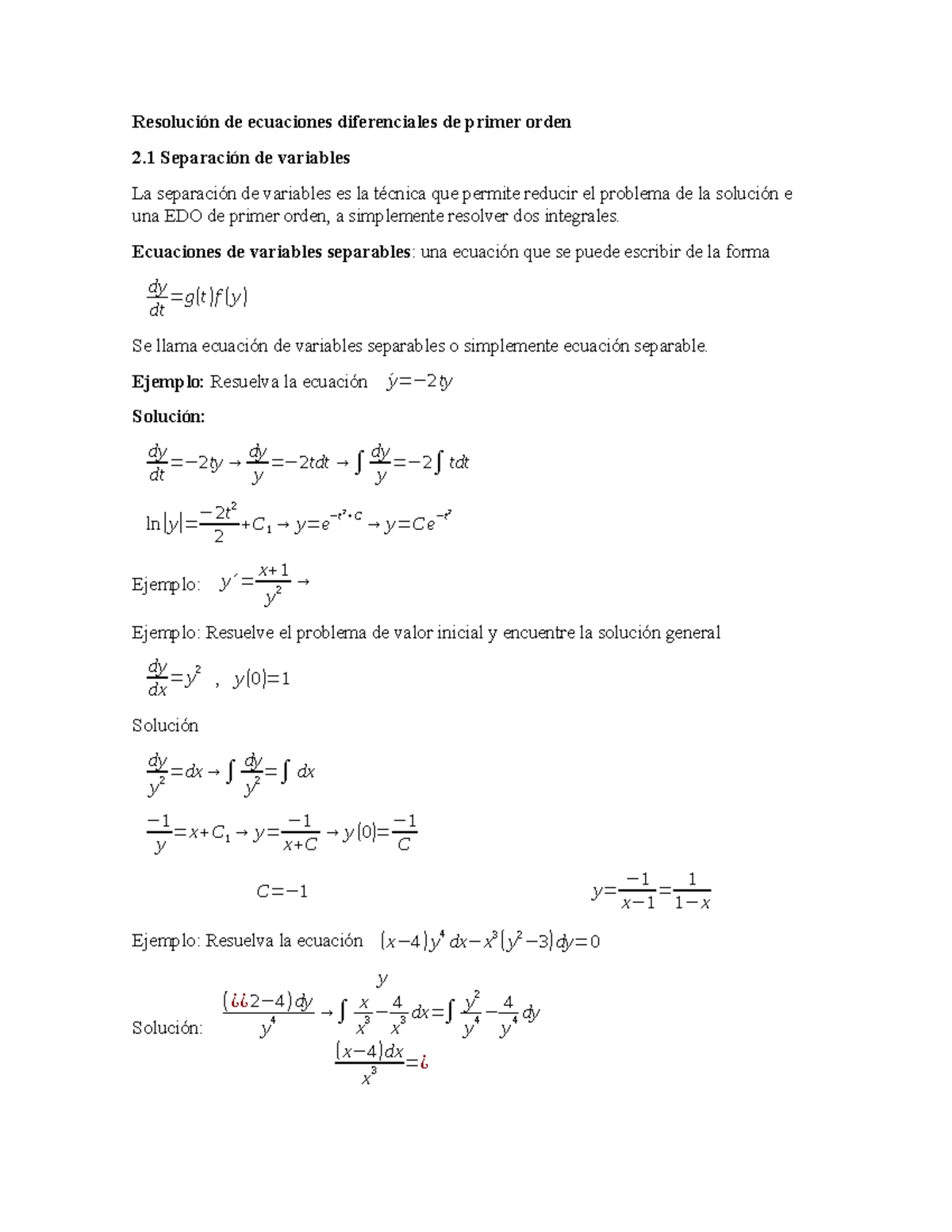 Resolución De Ecuaciones Diferenciales De Primer Orden - Resolución De ...