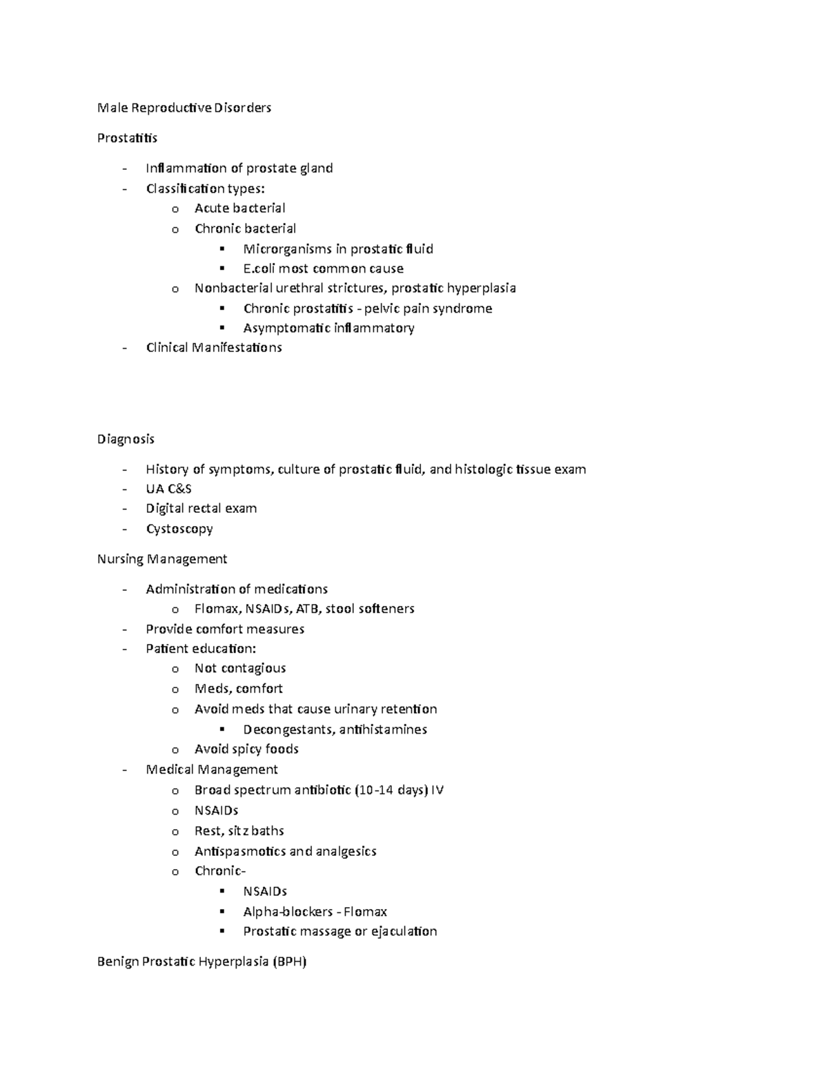 Exam 2 Male Reproductive Disorders - Male Reproductive Disorders ...