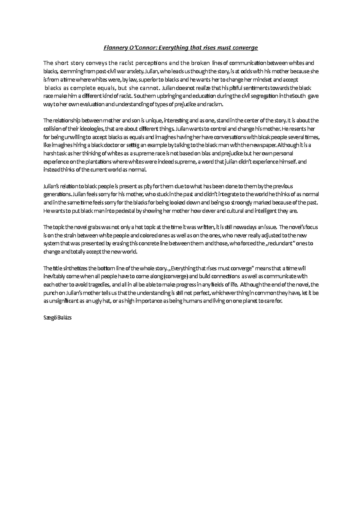 5 Home Assignment Everything That Rises Must Converge Flannery Everything Studocu