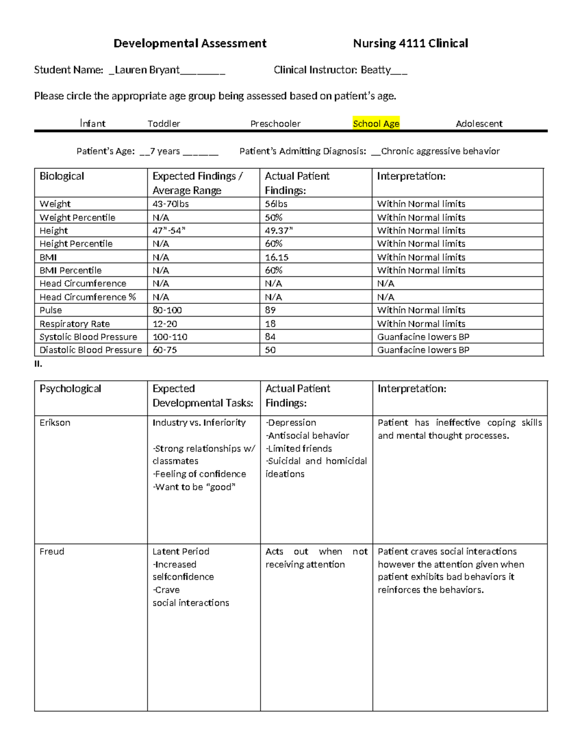 Developmental Assessment Template - Developmental Assessment Nursing ...