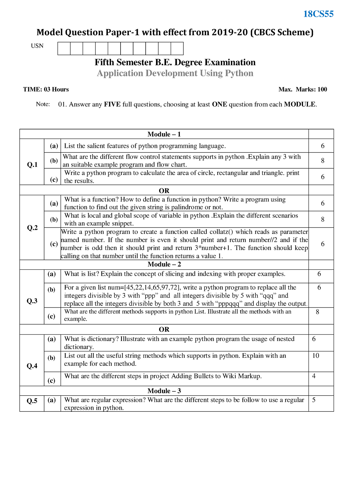 18IS55 - Question Paper For Principles Of AI - 18CS Model Question ...