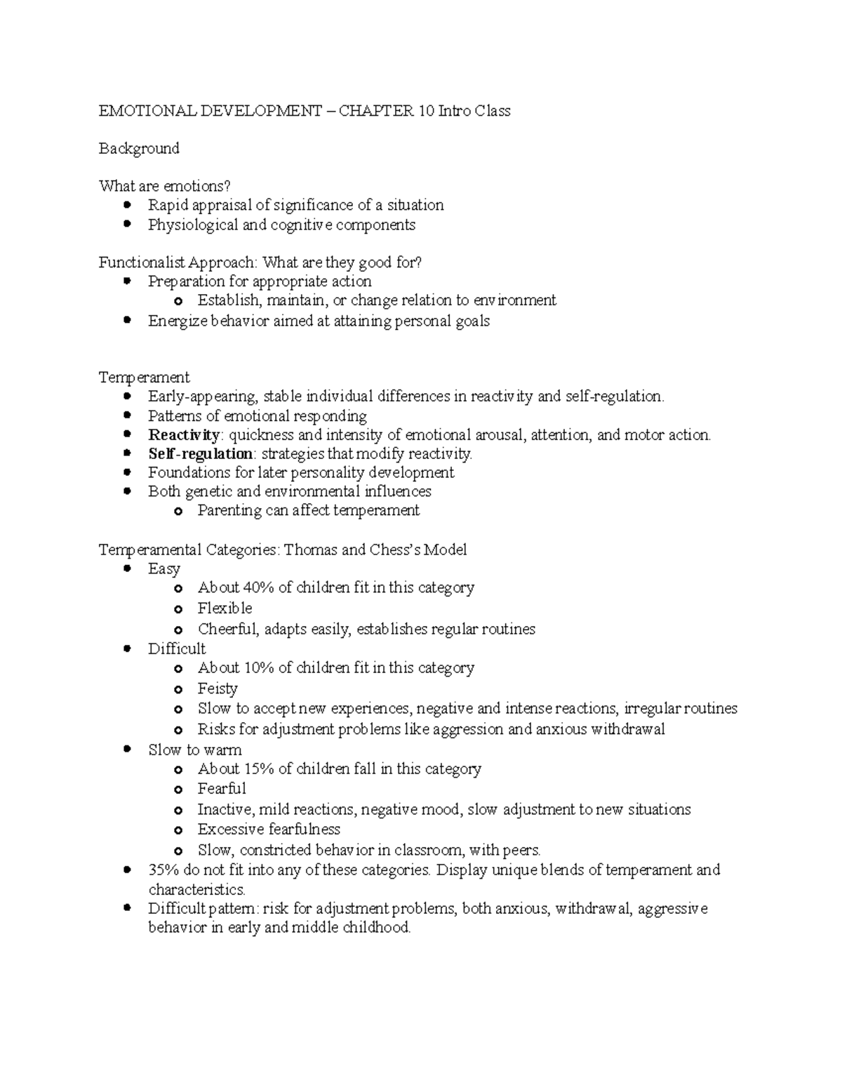 Chapter 10+ - Lecture notes 10 and up - EMOTIONAL DEVELOPMENT – CHAPTER ...