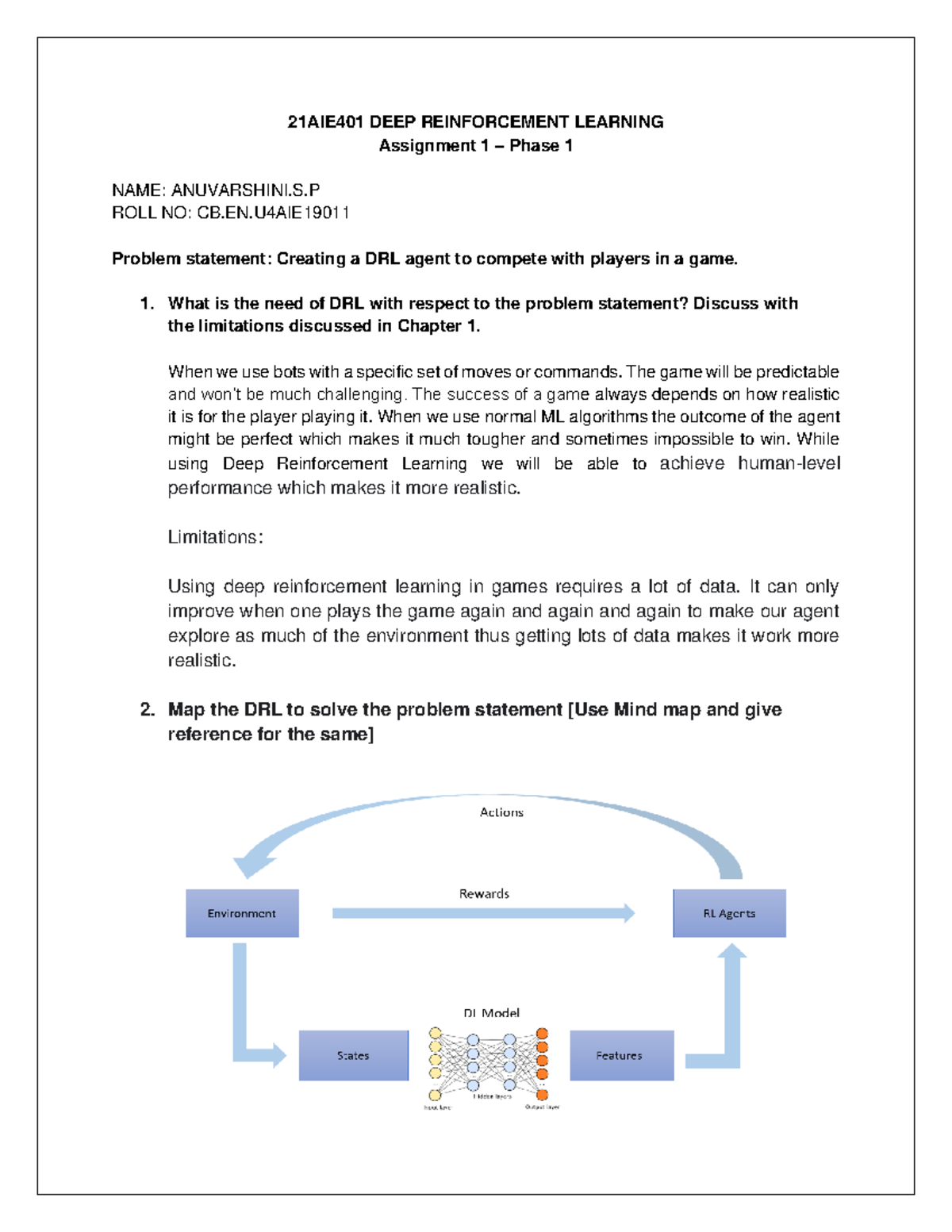 Anuvarshini S P - [C CB - sowmya - 21AIE401 DEEP REINFORCEMENT LEARNING ...