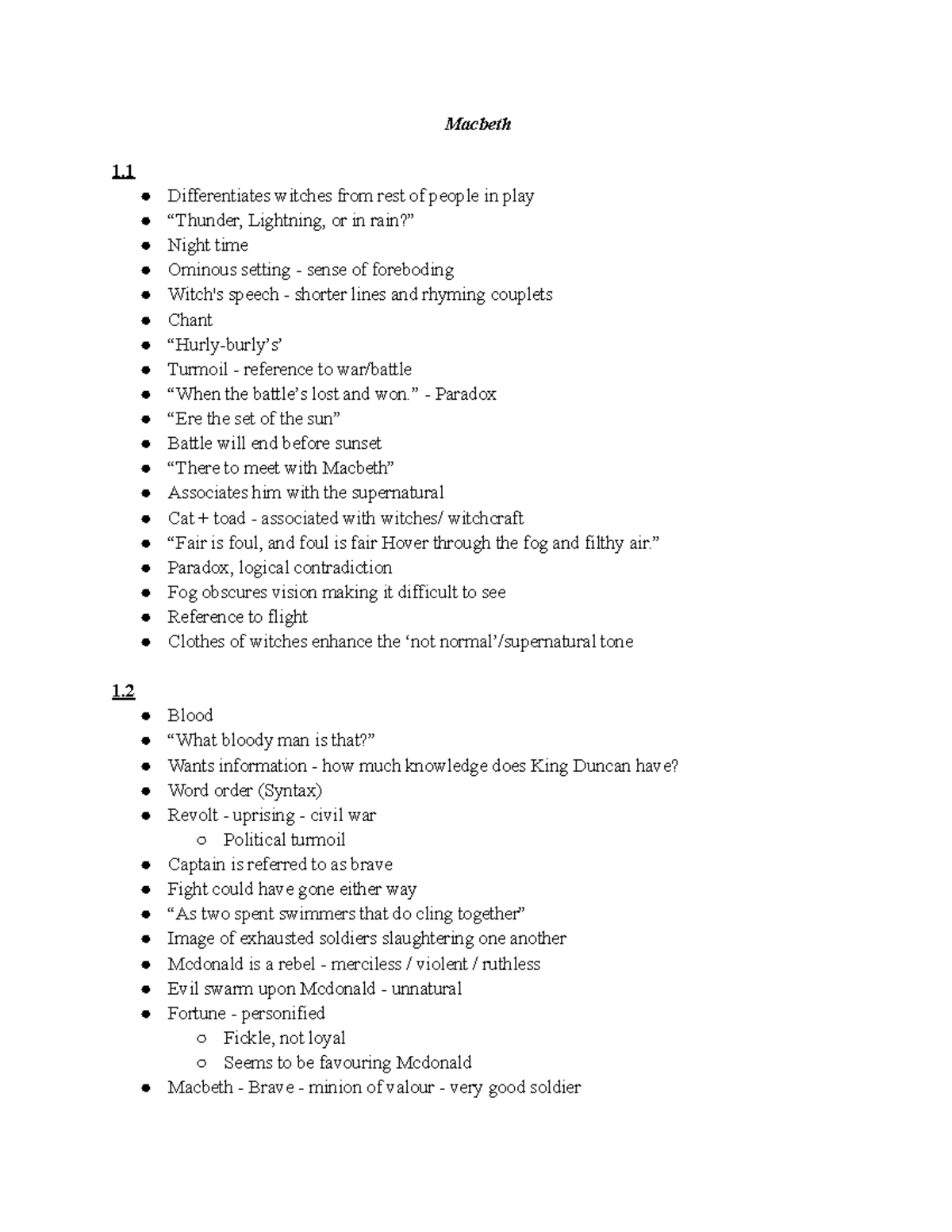 Macbeth Class Notes - Macbeth Differentiates witches from rest of ...