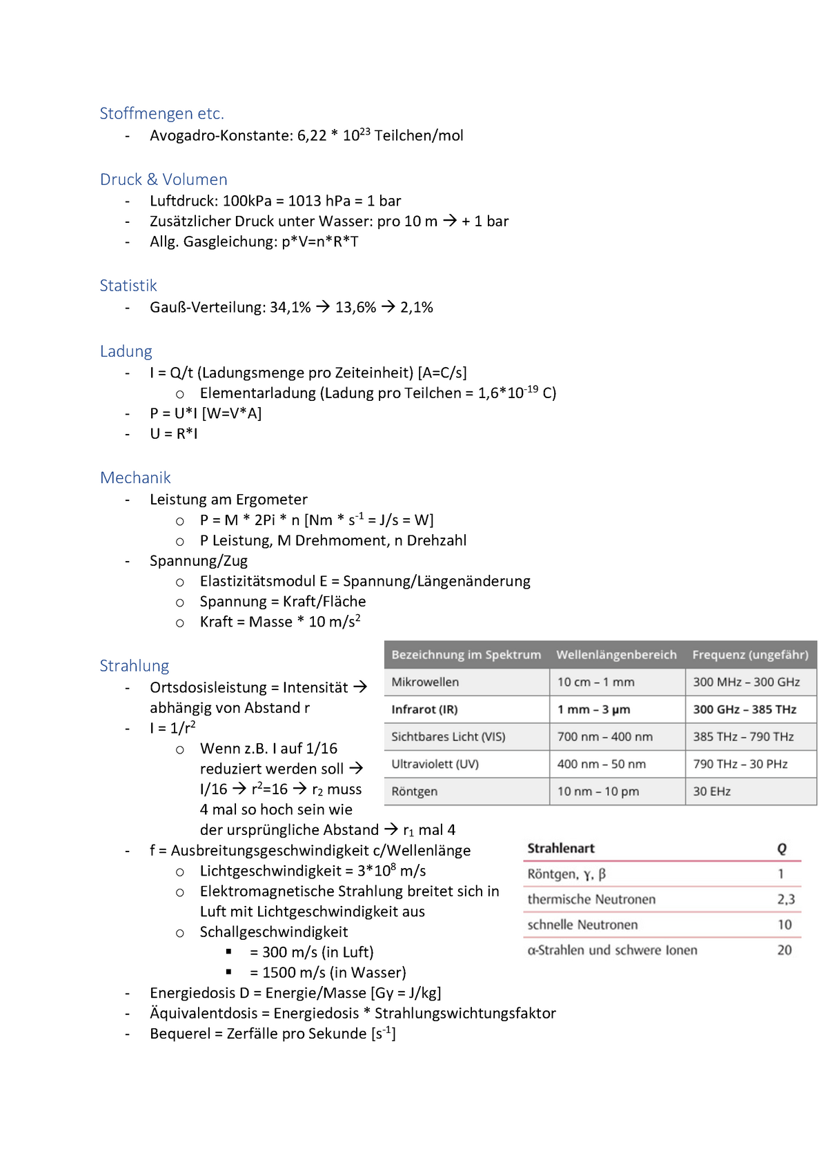 Physik Physikum Formel Zusammenfassung Kreuzen Studocu