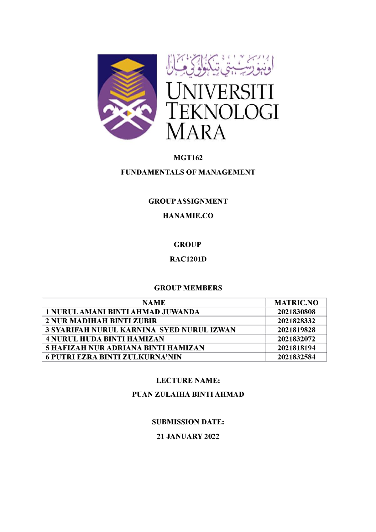 contoh group assignment mgt