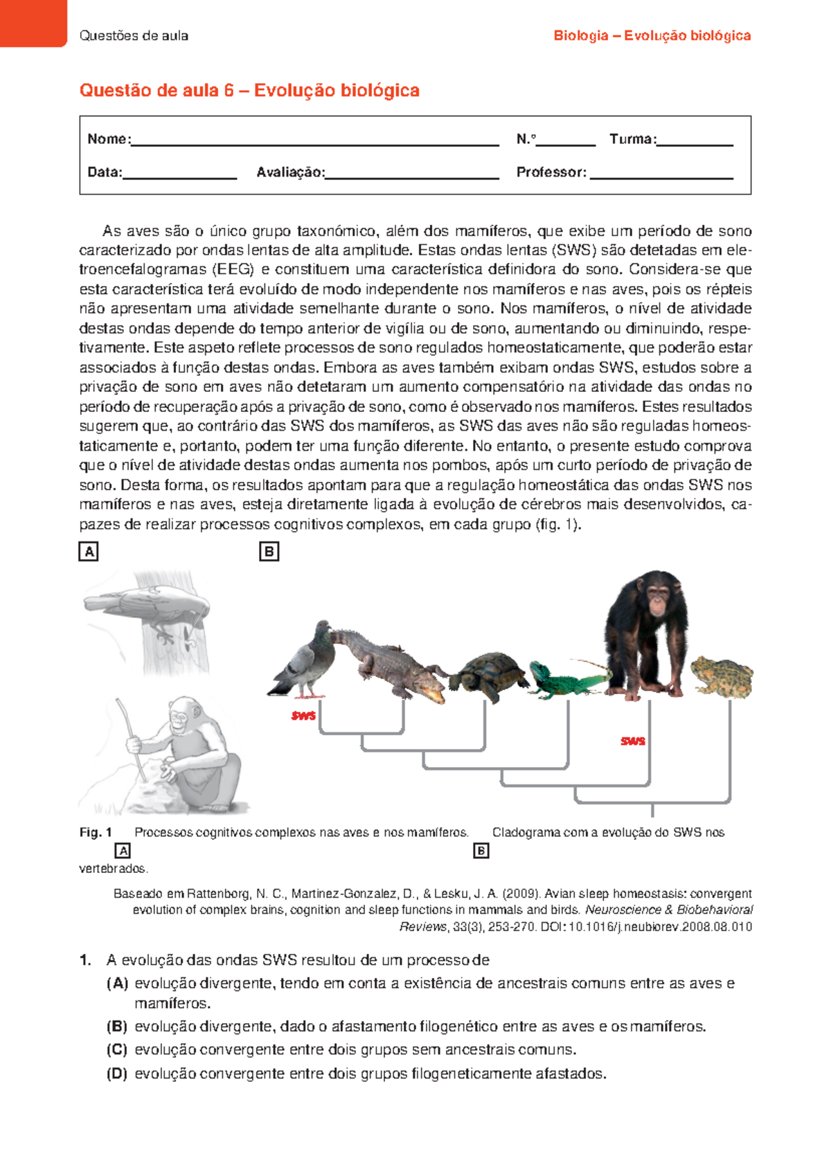 Evolução biológica - Questões de aula Biologia – Evolução biológica ...