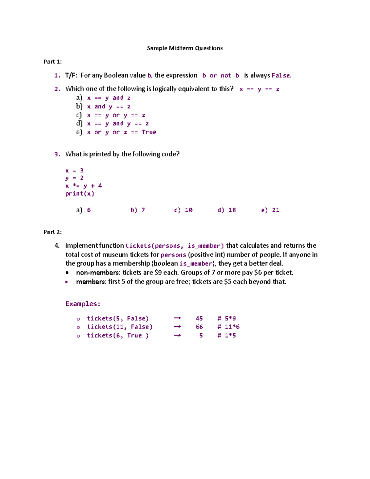 Microsoft Word - CS112Sample Midterm Questions - Sample Midterm ...