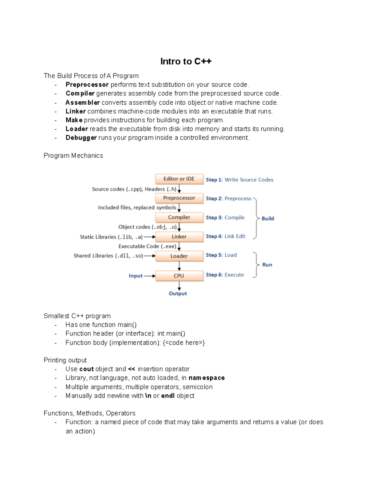 Chapter 1 - Intro to C++ - Intro to C++ The Build Process of A Program ...