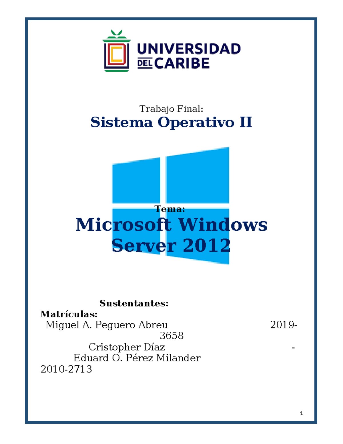 Trabajo Final SO WS12 - Trabajo Final: Sistema Operativo II Tema ...