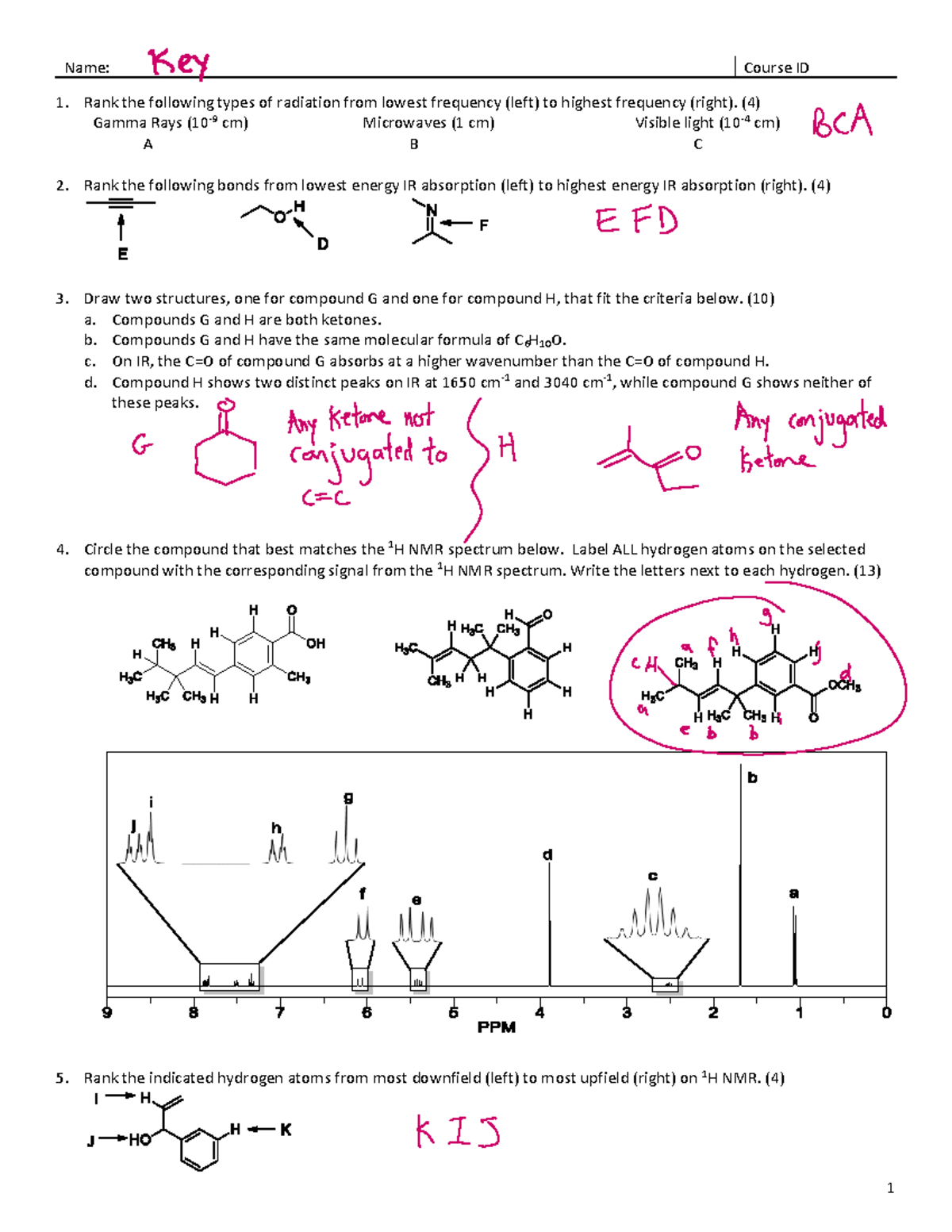 Exam 3 Key - Practice exam with key to help study for Orgo - 1 Name ...