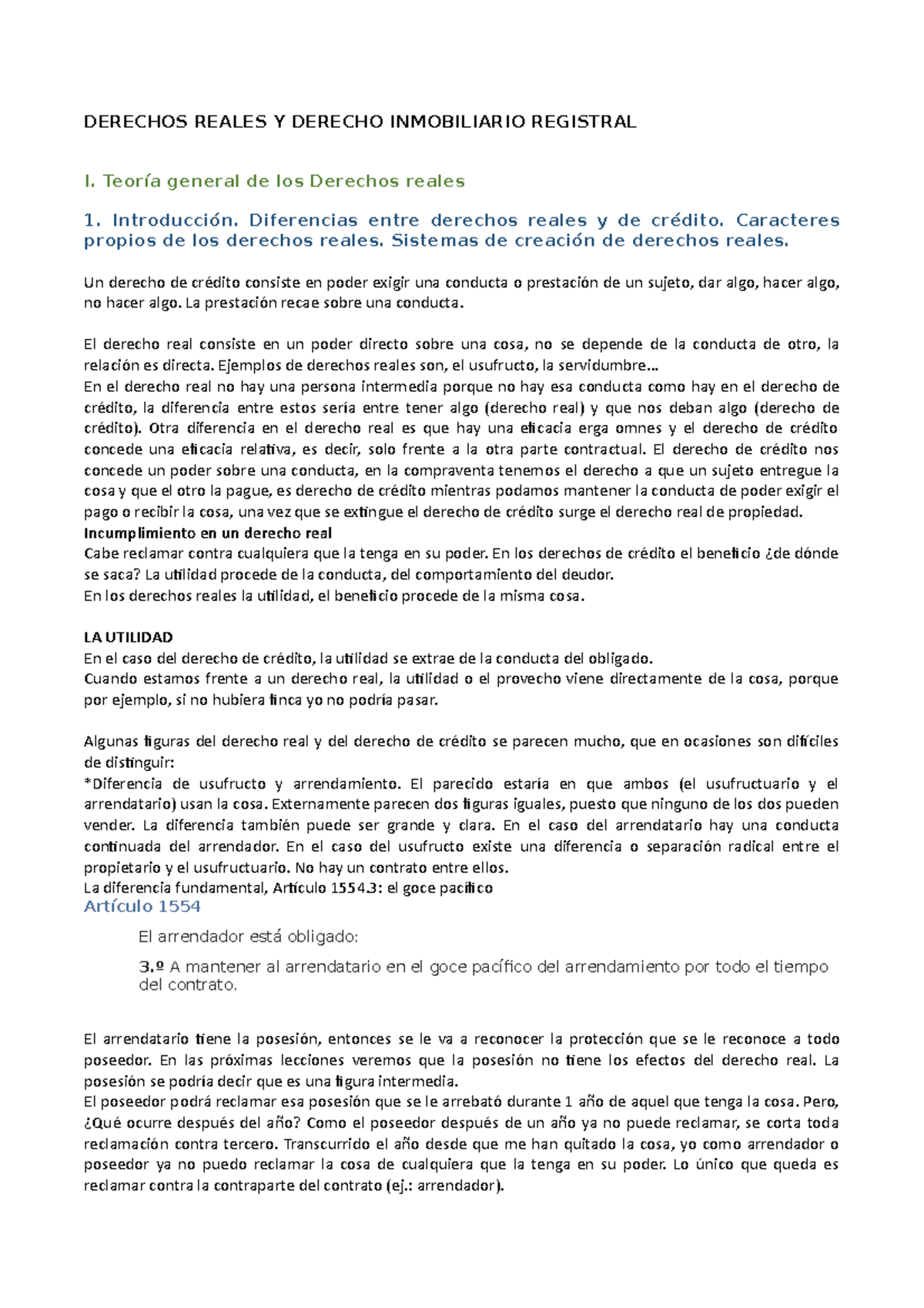 Tema 1 Derechos Reales Derechos Reales Y Derecho Inmobiliario Registral I Teoría General De 8912