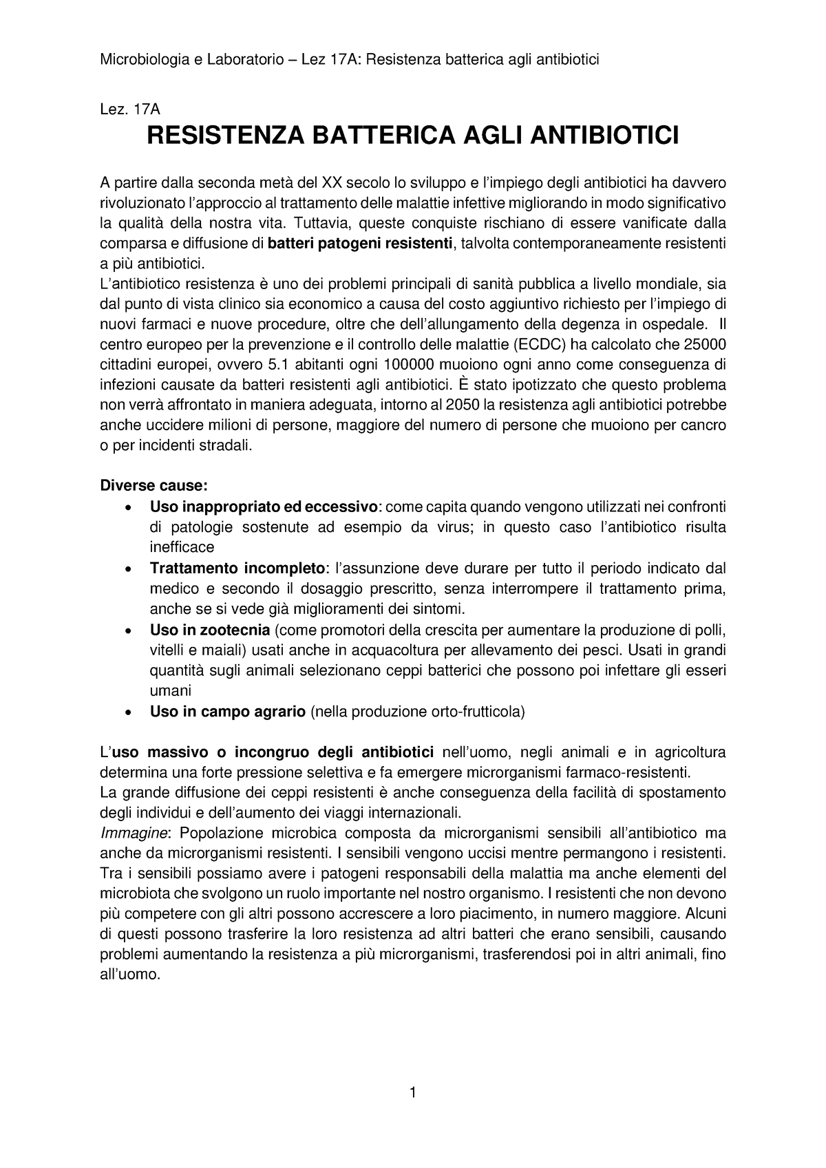 Resistenza Batterica Agli Antibiotici - Lez. 17A RESISTENZA BATTERICA ...