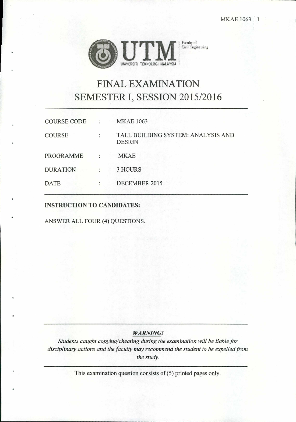 Full Text Final exam UTM UNiVERSITi TEKNOLOGI MALAYSIA Fjnilt) (if