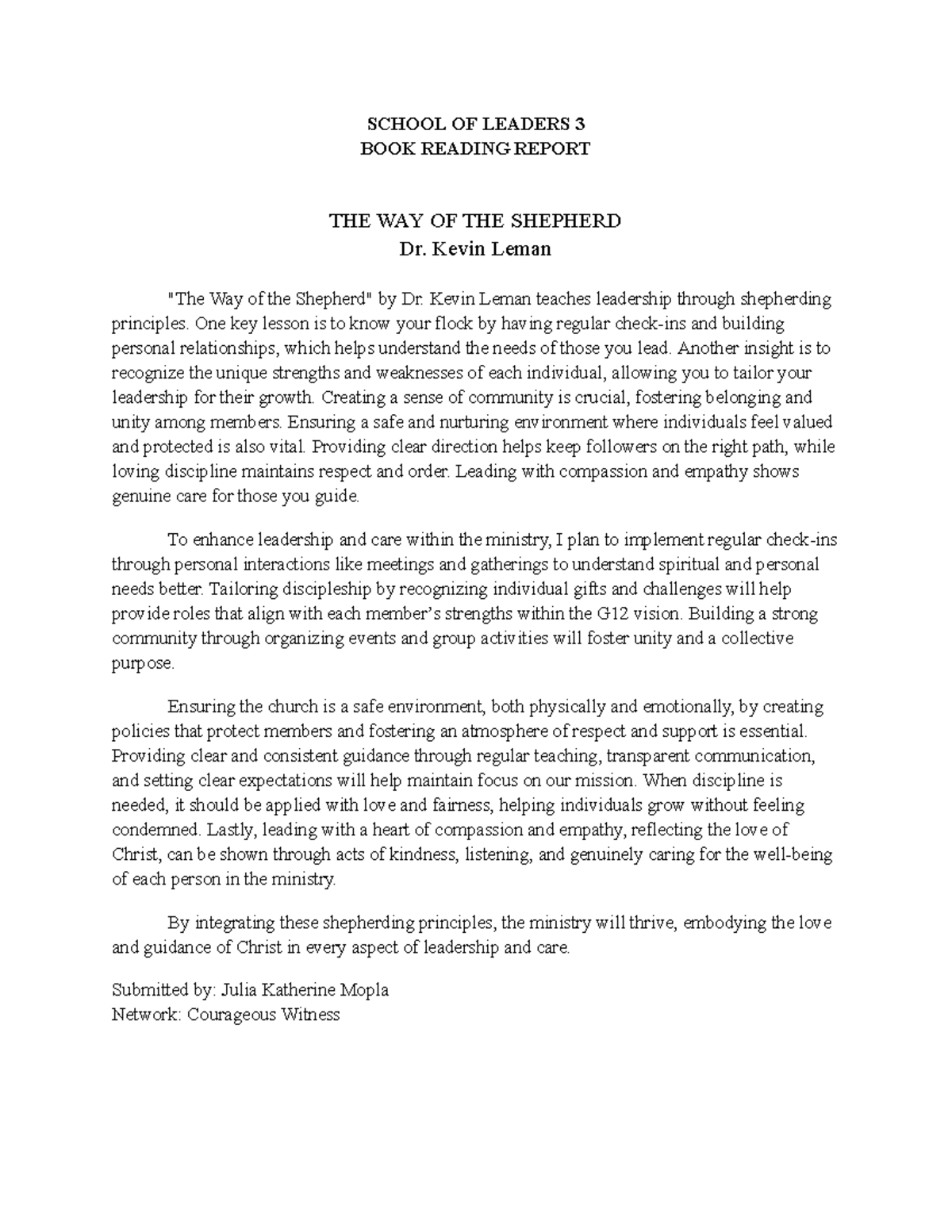 SOL 3 Book Reading Report Mopla Courageous Witness - SCHOOL OF LEADERS ...